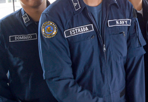 Close-up view of Philippines naval officer uniform